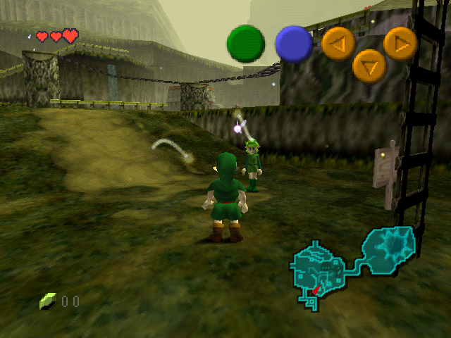 Child Link standing outside his house in Kokiri Forest at native 640 by 480 resolution